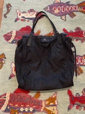 Authentic Burberry Buckleigh Black Nylon and Leather Tote Bag